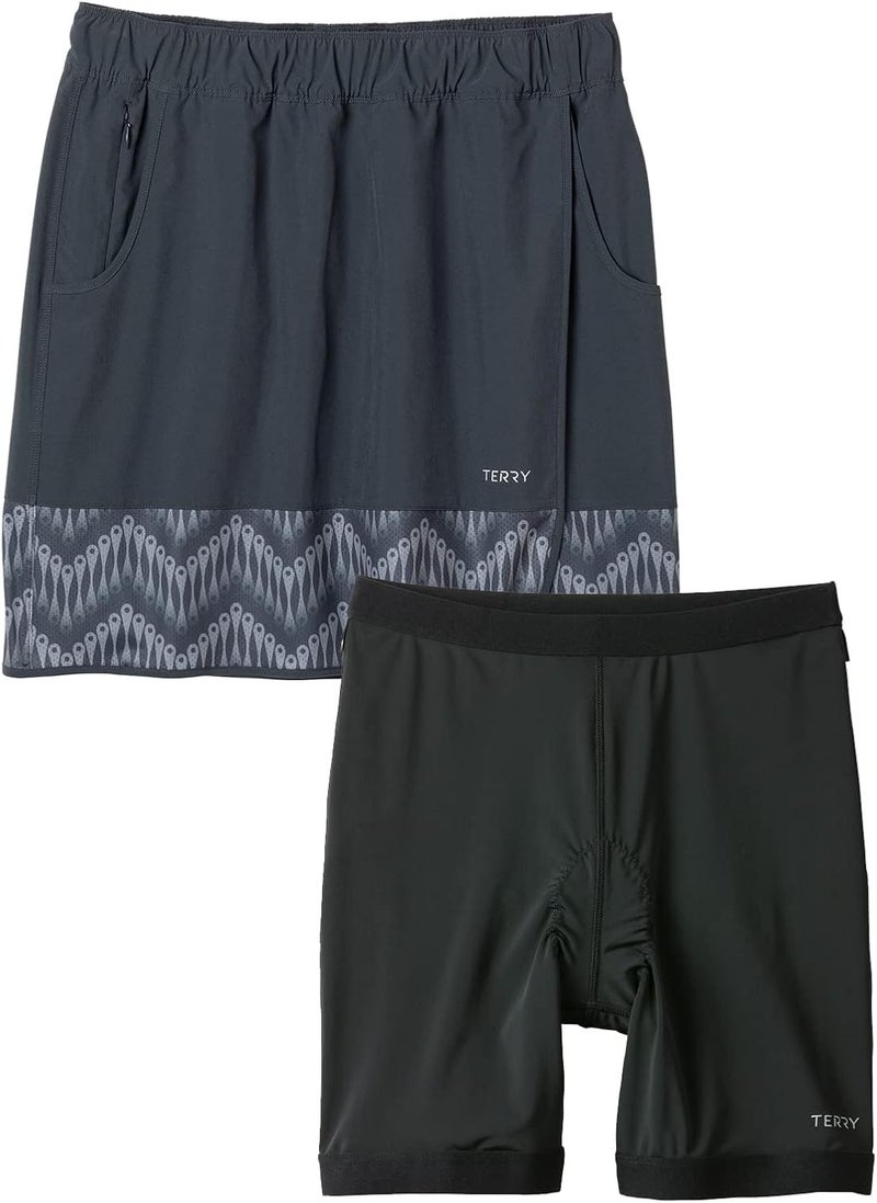 Terry Rover Womens Bike Skort, Elastic Waist Wrap Skirt with Pockets & Unattached Padded Cycling Liner Short - Image 5
